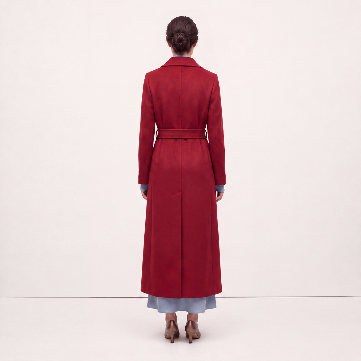 Crown Pure Cashmere Wrap Coat - Luxury Red