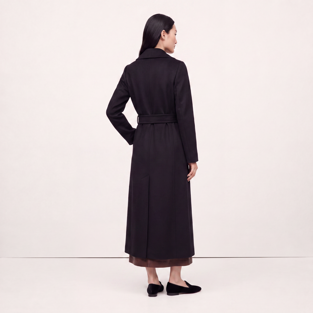 Crown Pure Cashmere Wrap Coat - Luxury Black