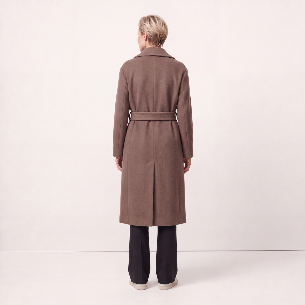 Sloane 100% Boiled Wool High-Collar Maxi Coat - Cocoa