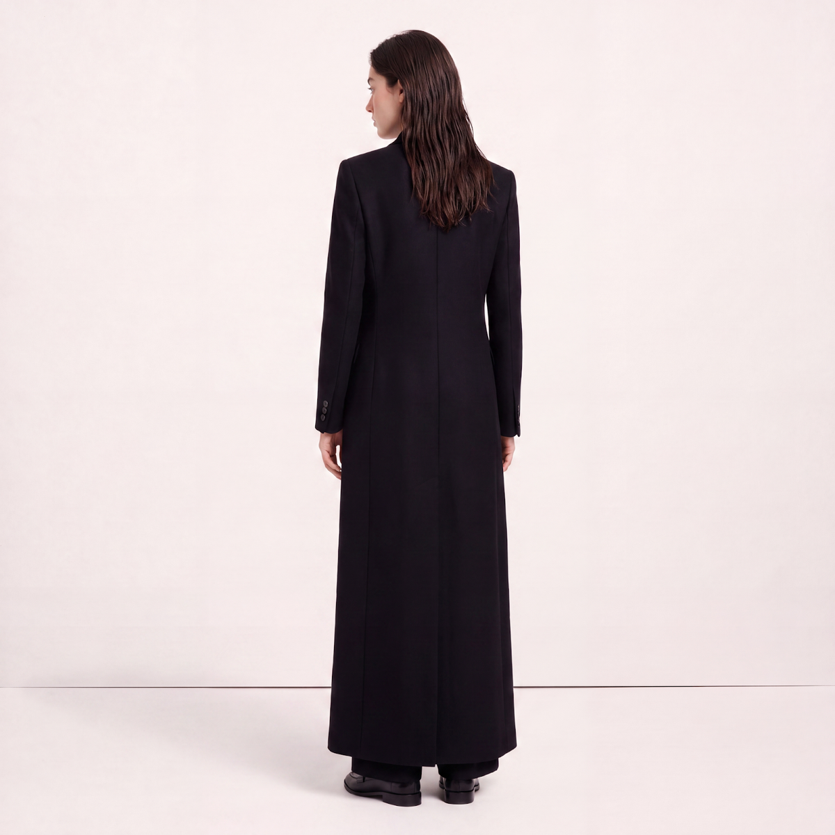 Black Double-Breasted Maxi Length Premium Wool Coat