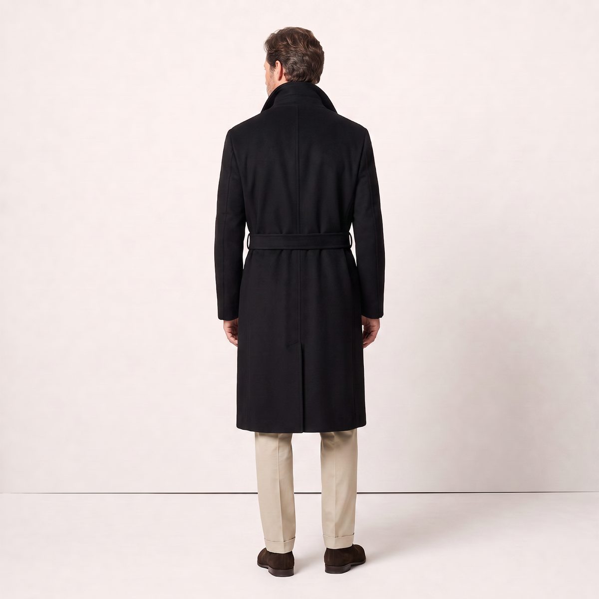 Savile 100% Italian Cashmere Belted Coat - Black