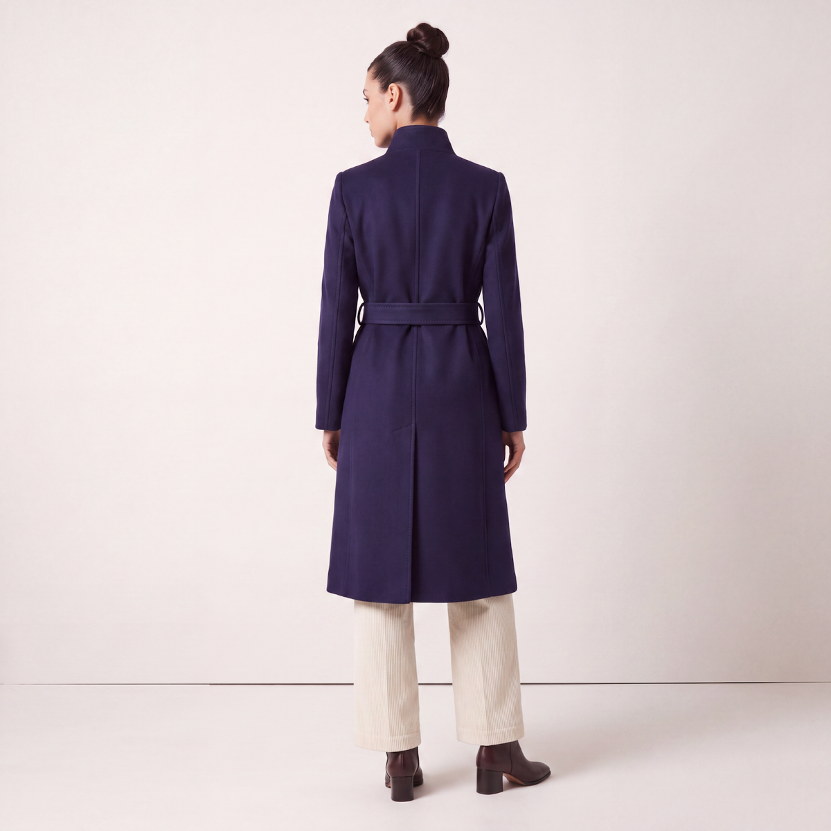 Elara 100% Pure Cashmere Maxi Coat - Navy