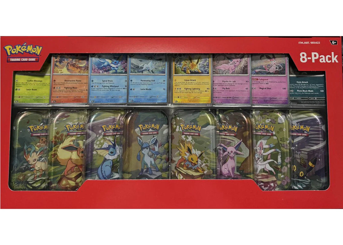 Pokémon TCG – Prismatic Evolutions Mini Tins 8-Pack (Costco Exclusive) – 2025