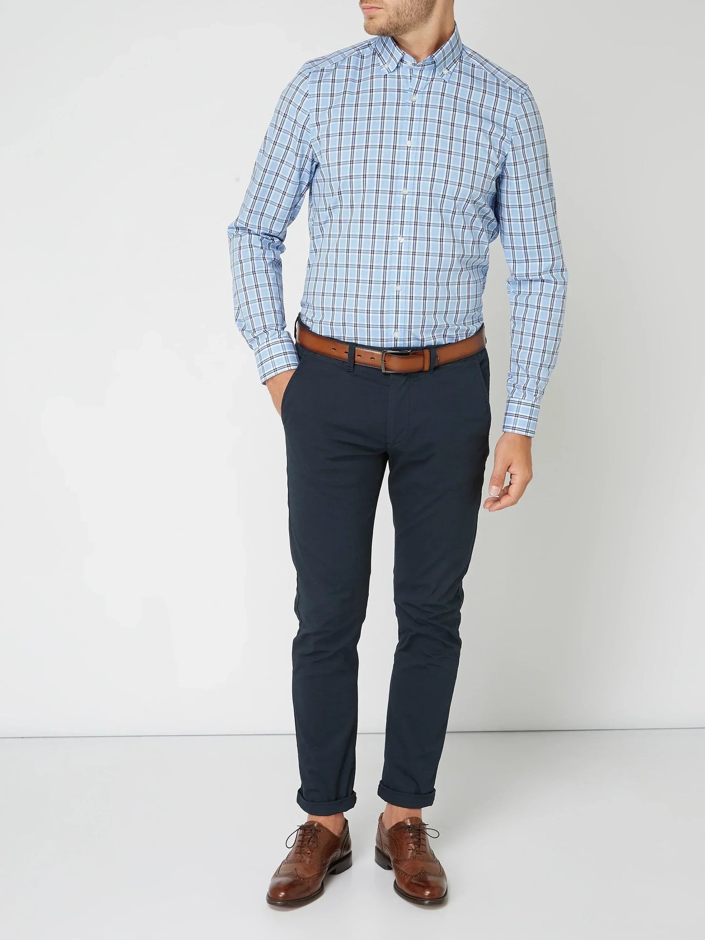 Optew Men’s Checked Button-Down Shirt