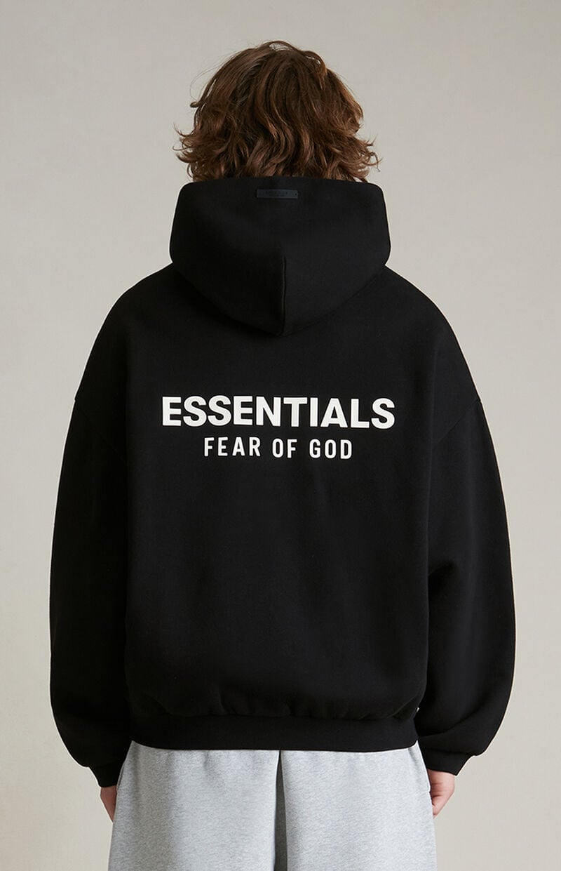 Fear of God Essentials Logo Over the Head Hoodie SS25 - Black