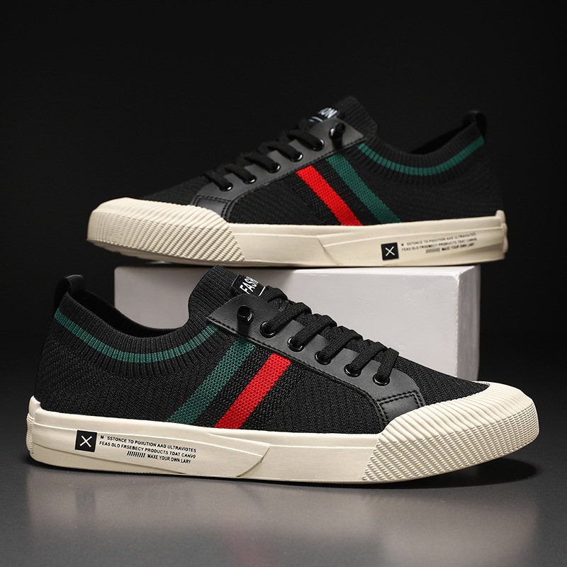 Optew Casual Lace-up Sneakers for Men - Striped Detail