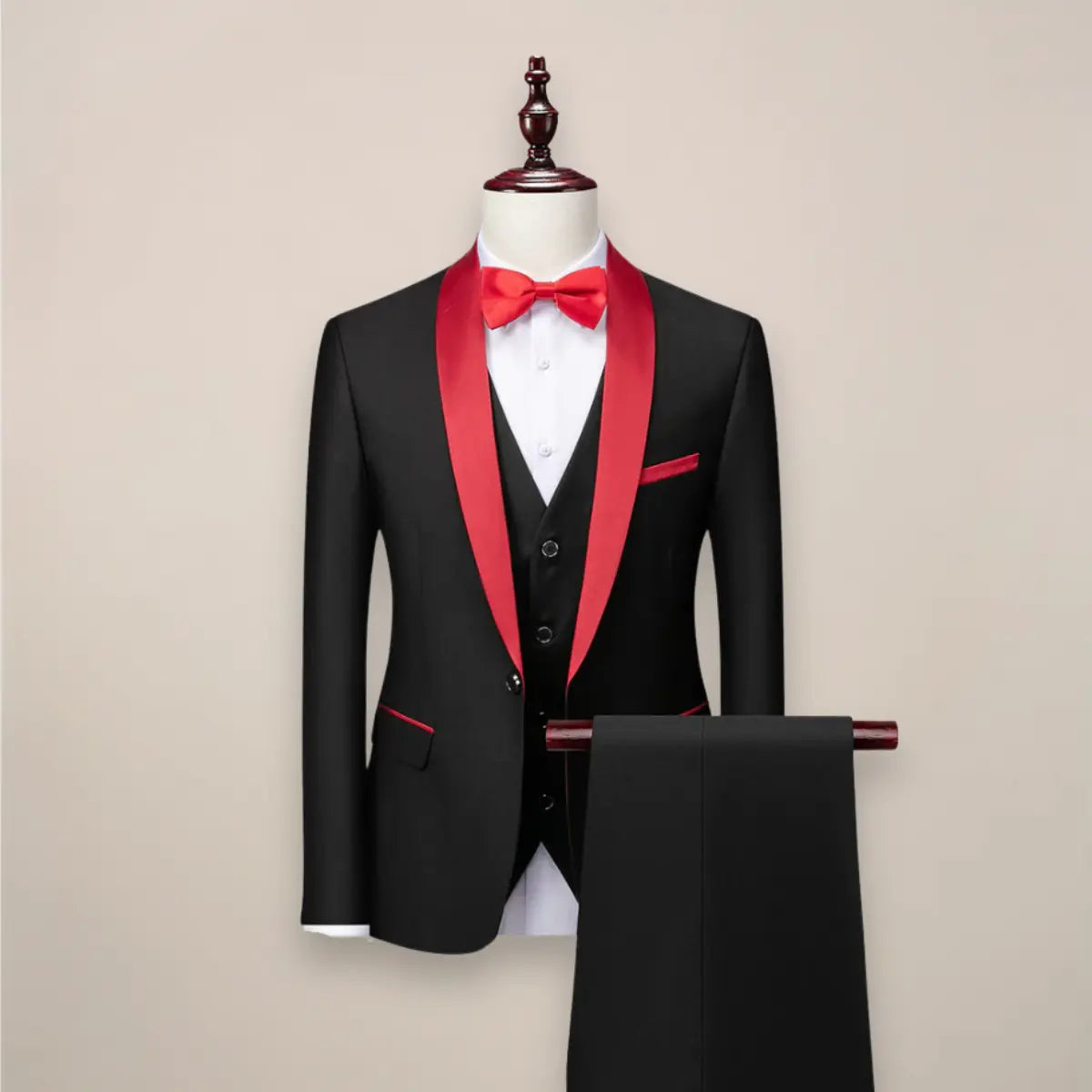 Optew Men’s Slim Fit 3‑piece Tuxedo Suit – Formal Wedding & Event Wear