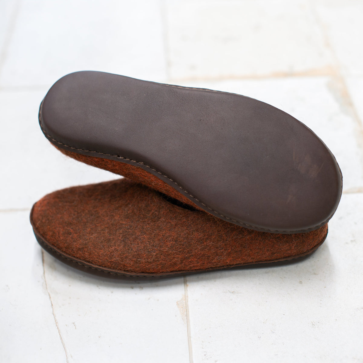 Women's Brown/Orange Sheep & Alpaca Wool Slippers