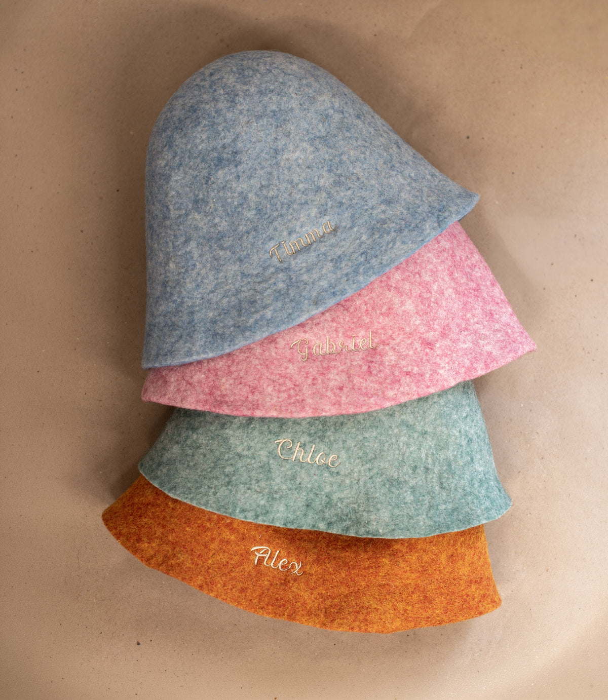 Soft Felted Wool Sauna Hat - Custom Name Personalization
