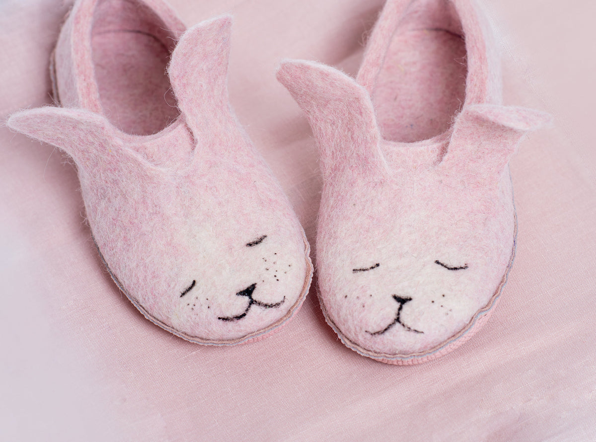 Women's Bunny Felted Wool Slippers