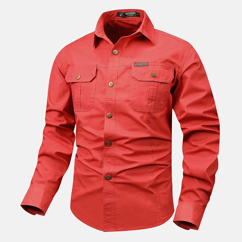 Optew Men’s Button-Front Chest-Pocket Shirt