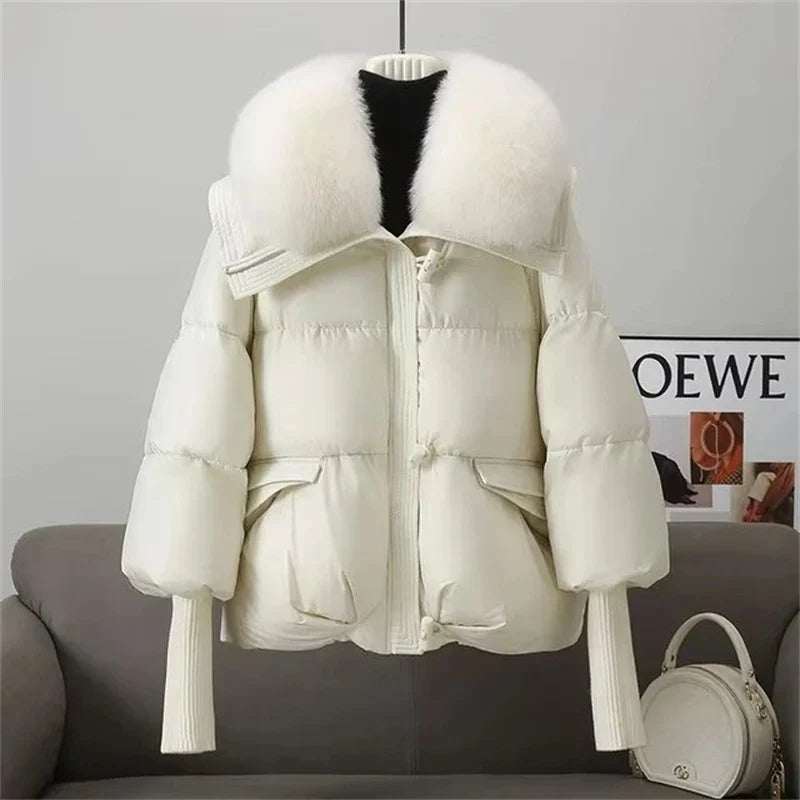 Optew Women's Parka Coat – Faux-Fur Collar Padded Winter Jacket