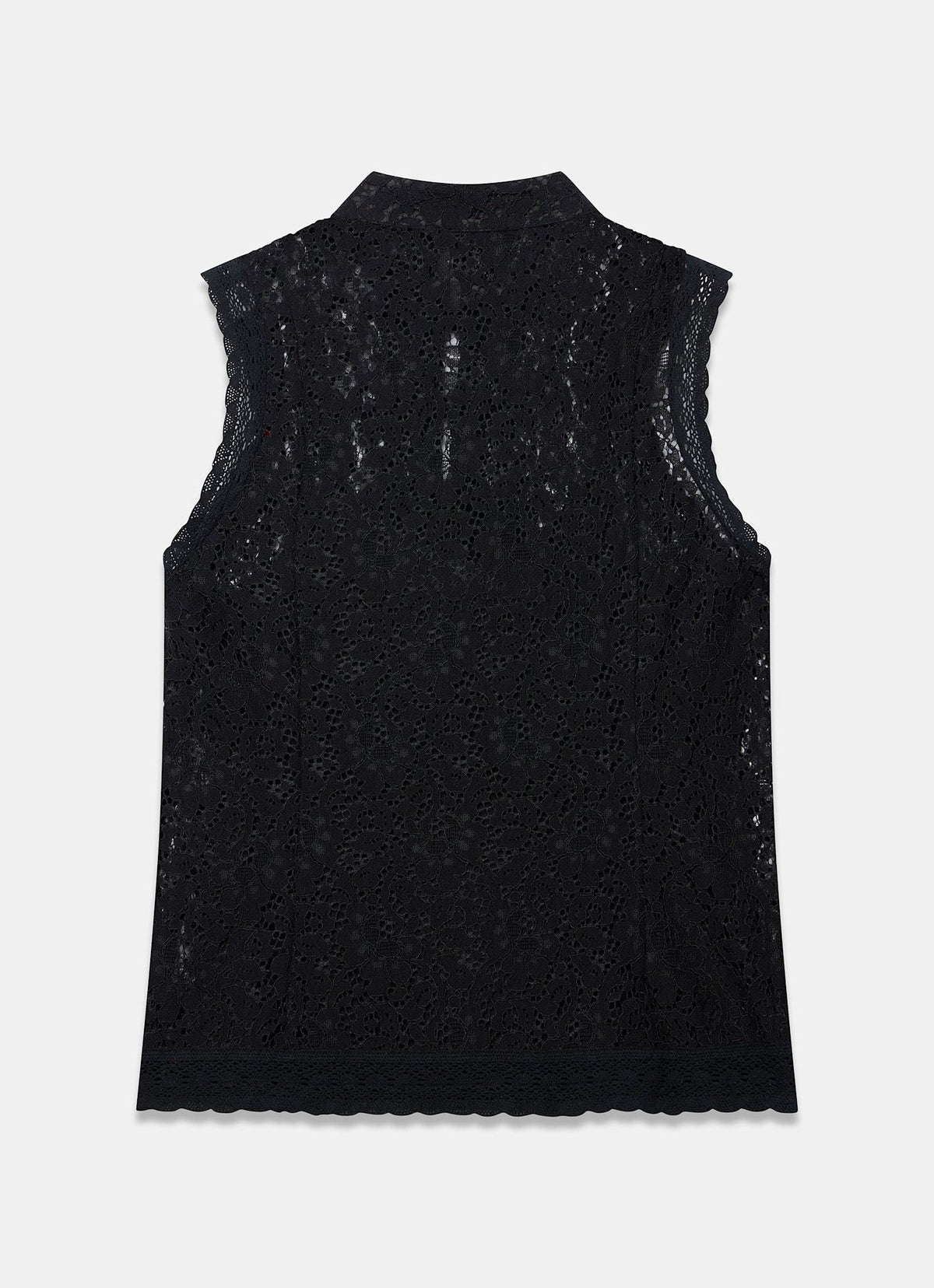 Black Mandarin Collar Lace Top