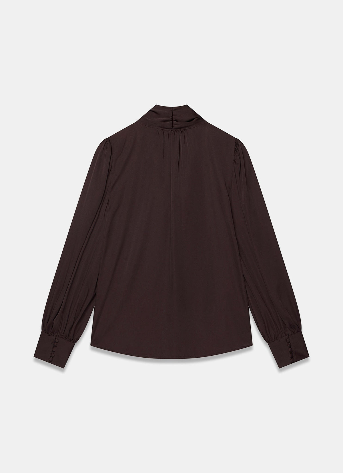 Brown Pussybow Blouse in Satin