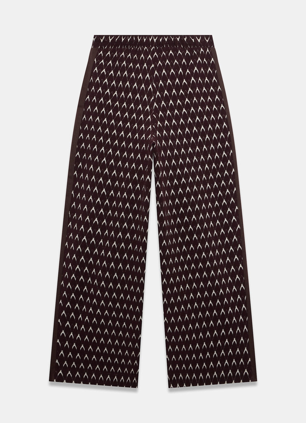 Burgundy Wide Leg Jacquard Trousers