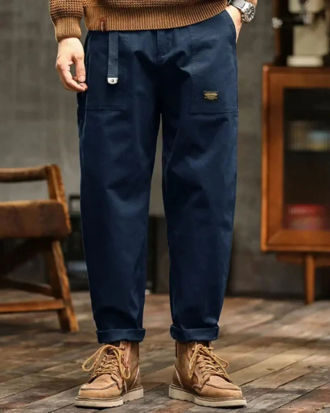 Optew Men's Rugged Cargo Trousers with Pocket Panels