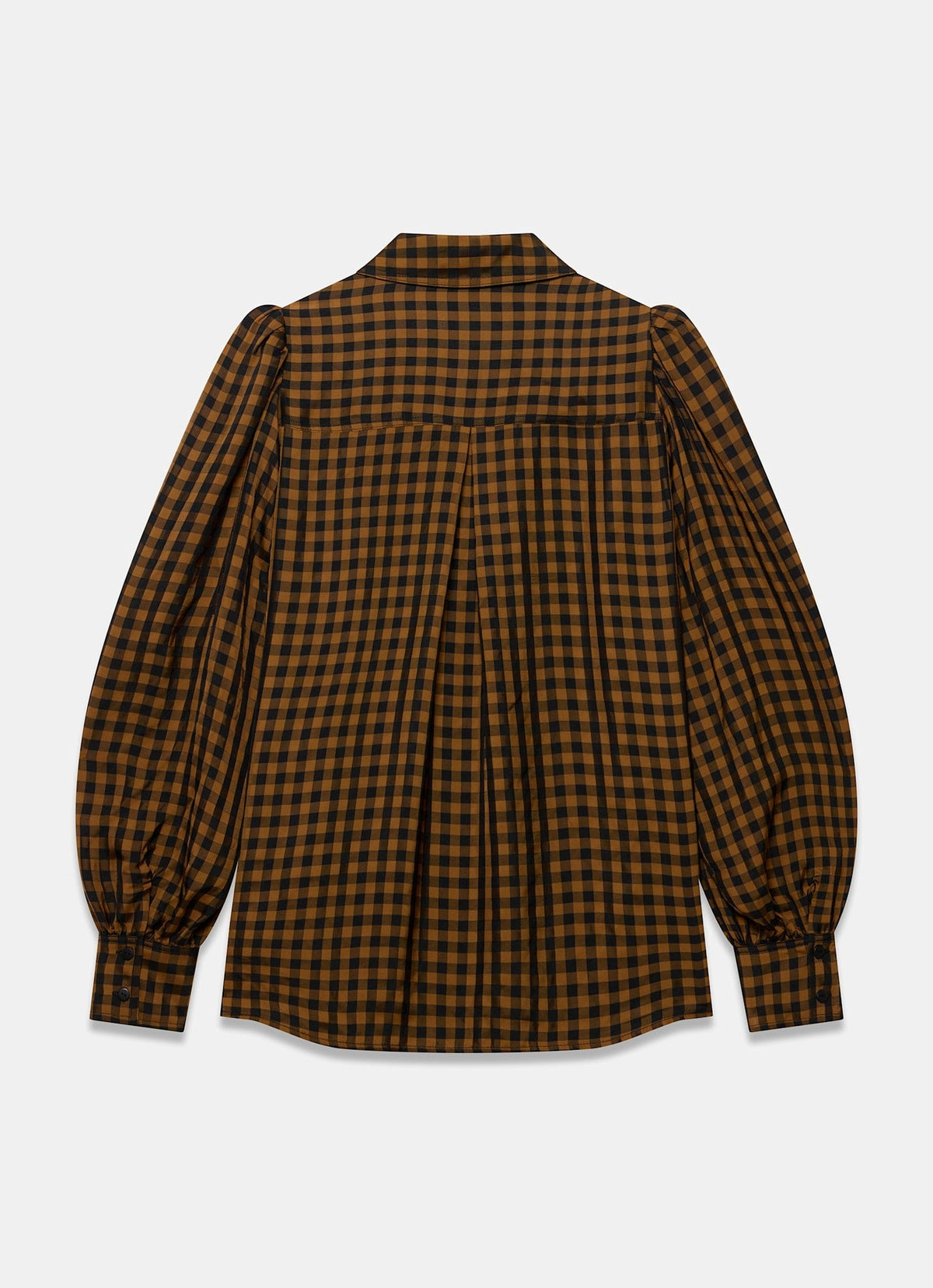 Black Checked Shirt with Puff Sleeves