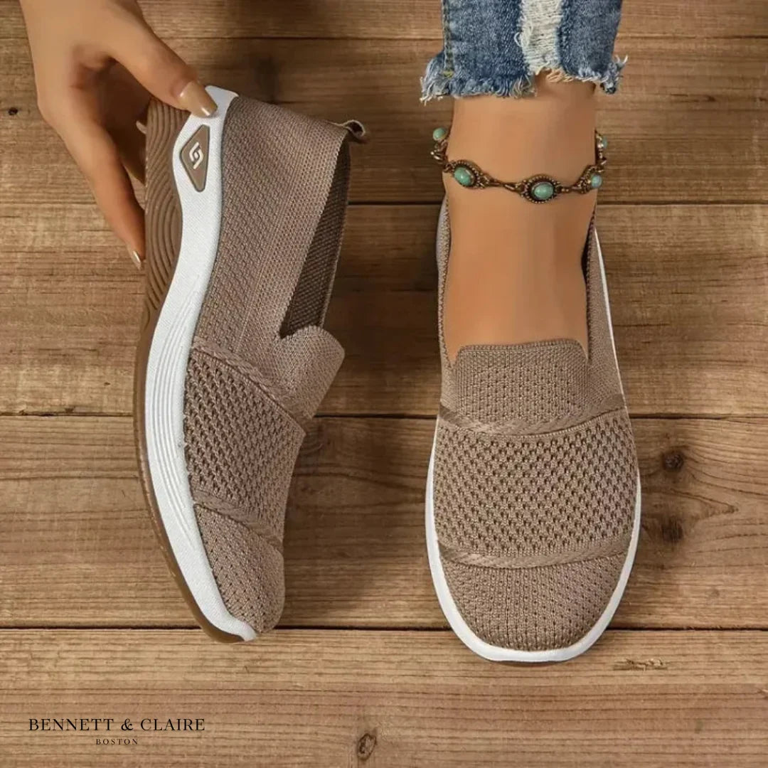 Comfortable Shoes For Women | Round Toe Knit Slip-On Loafer