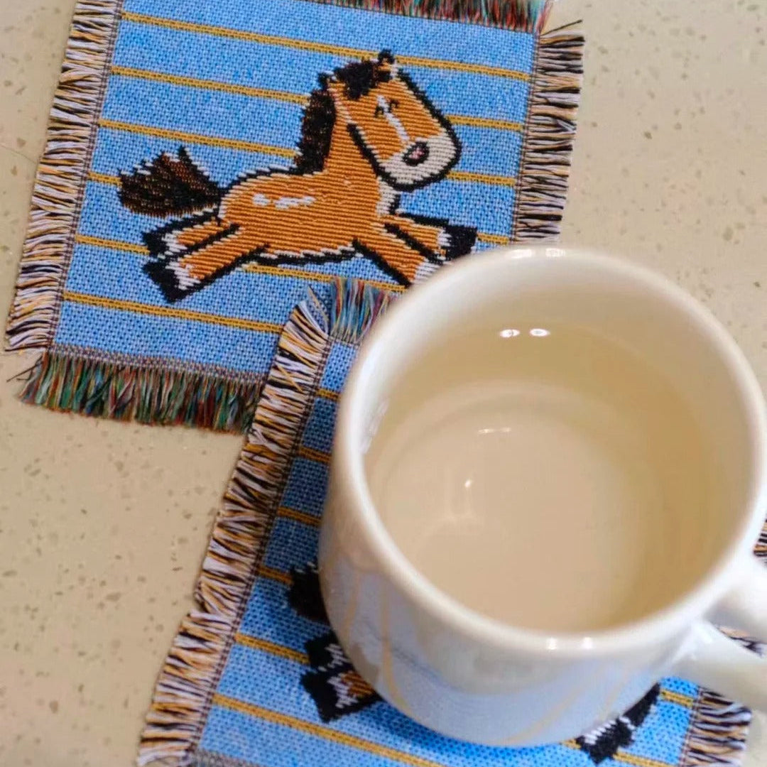 Fickle Plan - Galloping Horse Woven Tapestry Coaster