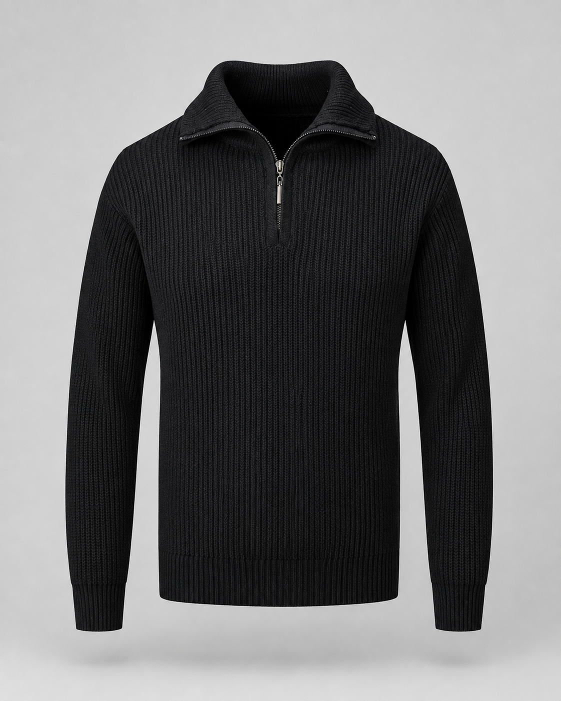 Men's Collared Ribbed Quarter Zip Jumper – Regular Fit