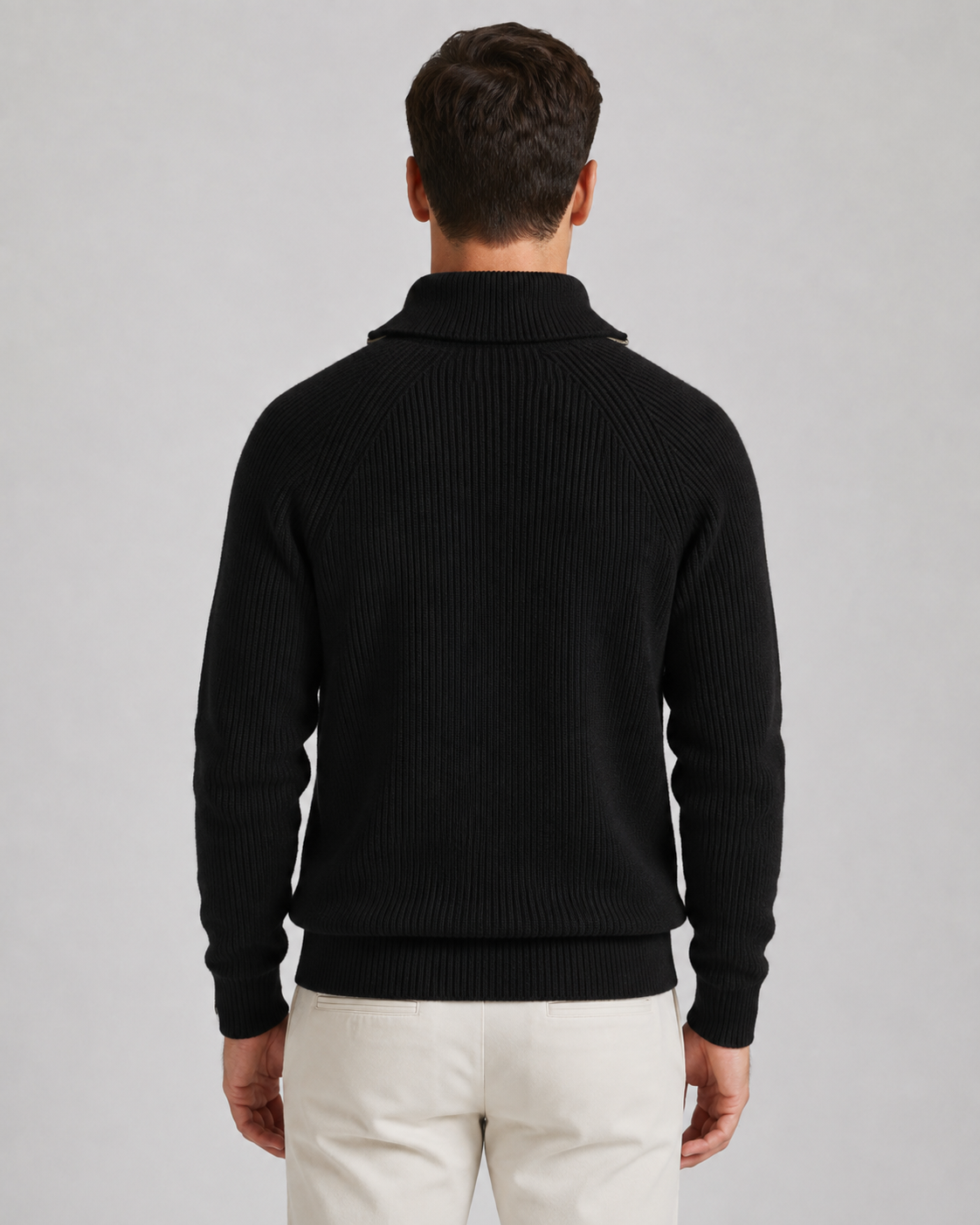 Men's High Collar Ribbed Quarter Zip Jumper – Regular Fit