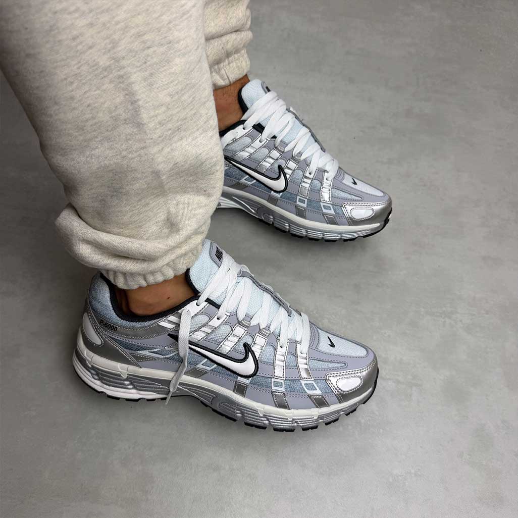 Nike P-6000 Metallic Silver Summit White-Wolf Grey Trainers