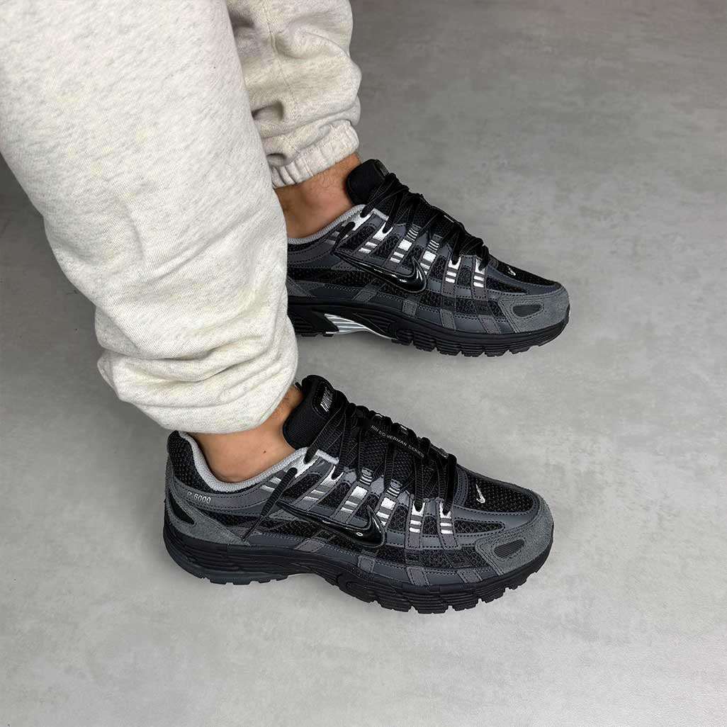 Nike P-6000 Suede Anthracite Black Chrome Metallic Silver Trainers