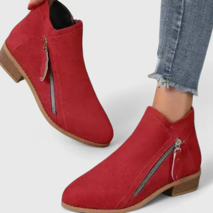 Waterproof Boots For Women | Block Heel Ankle with Side Zipper