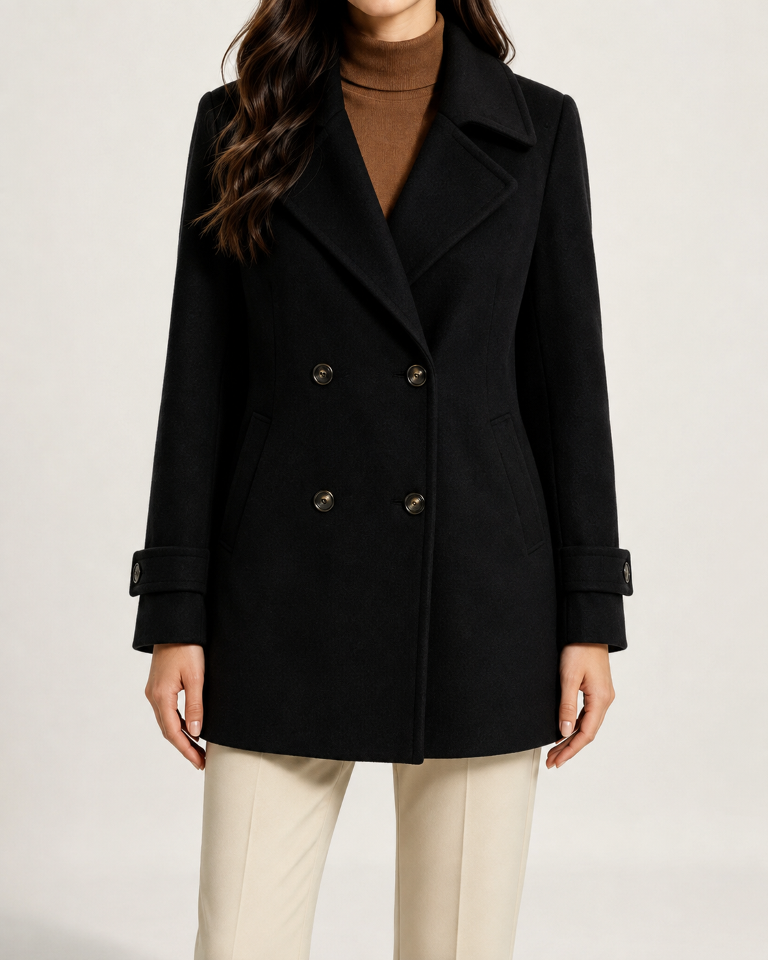 Women's Short Tailored Coat – Double Breasted Front