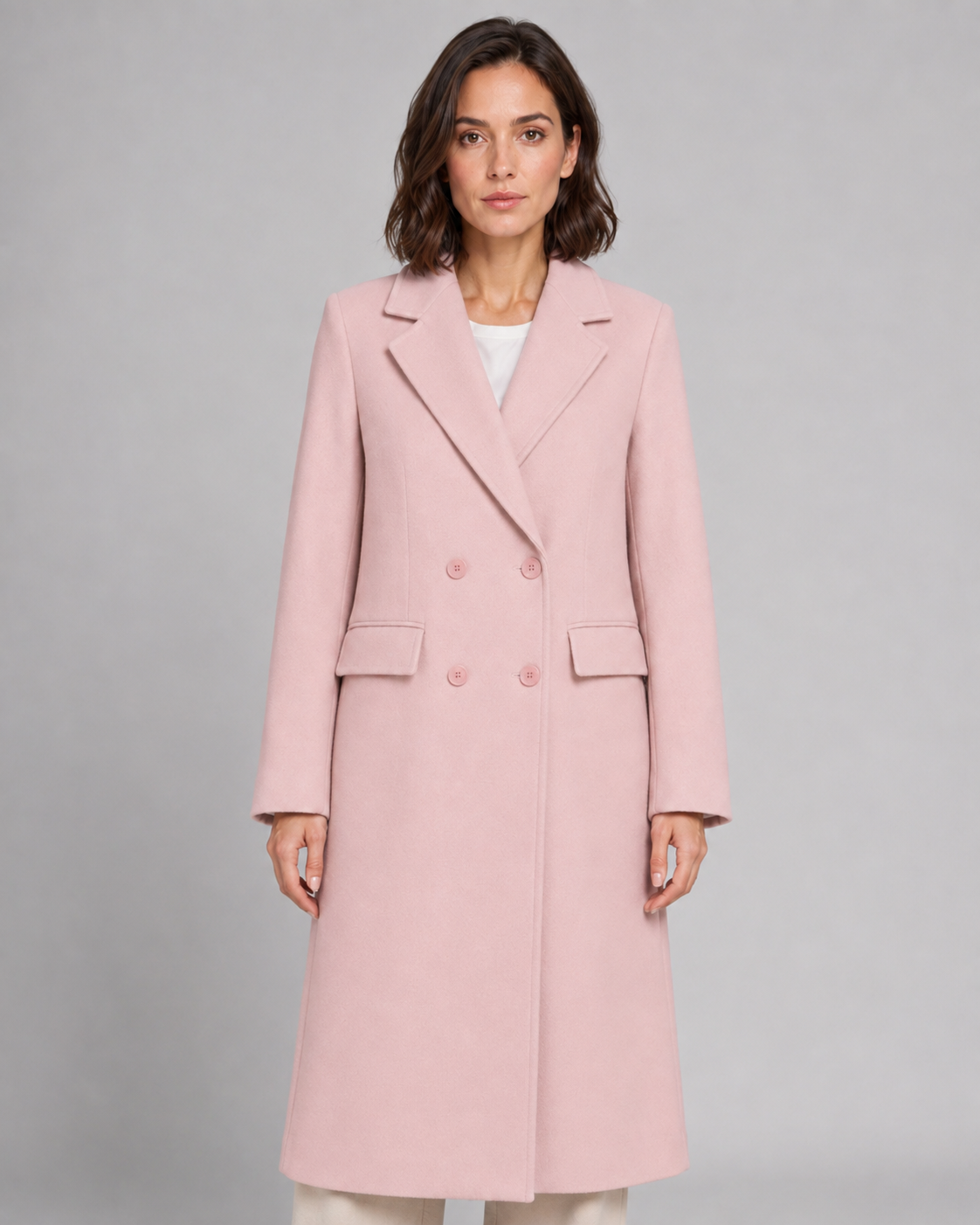 Women's Winter Weight Tailored Long Coat – Double Breasted