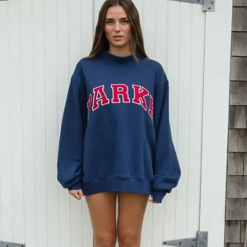 Women's Oversized Sweatshirt | Crewneck Varsity Letter Print