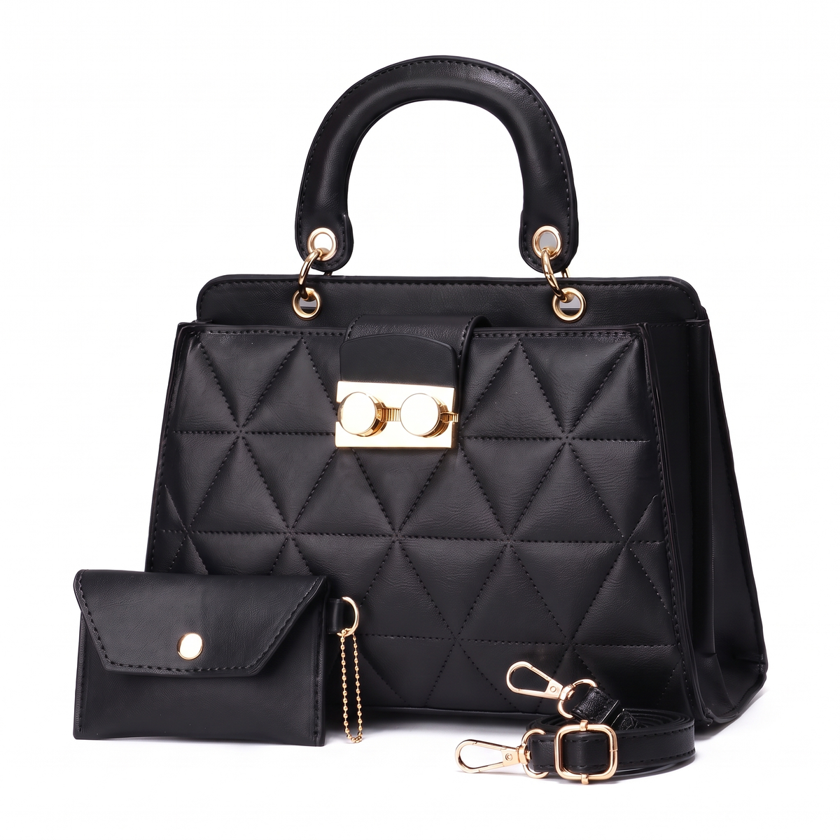2-Piece Handbag and Purse Set, Quilted Top Handle Bag with Coin Purse – Gift Set for Her