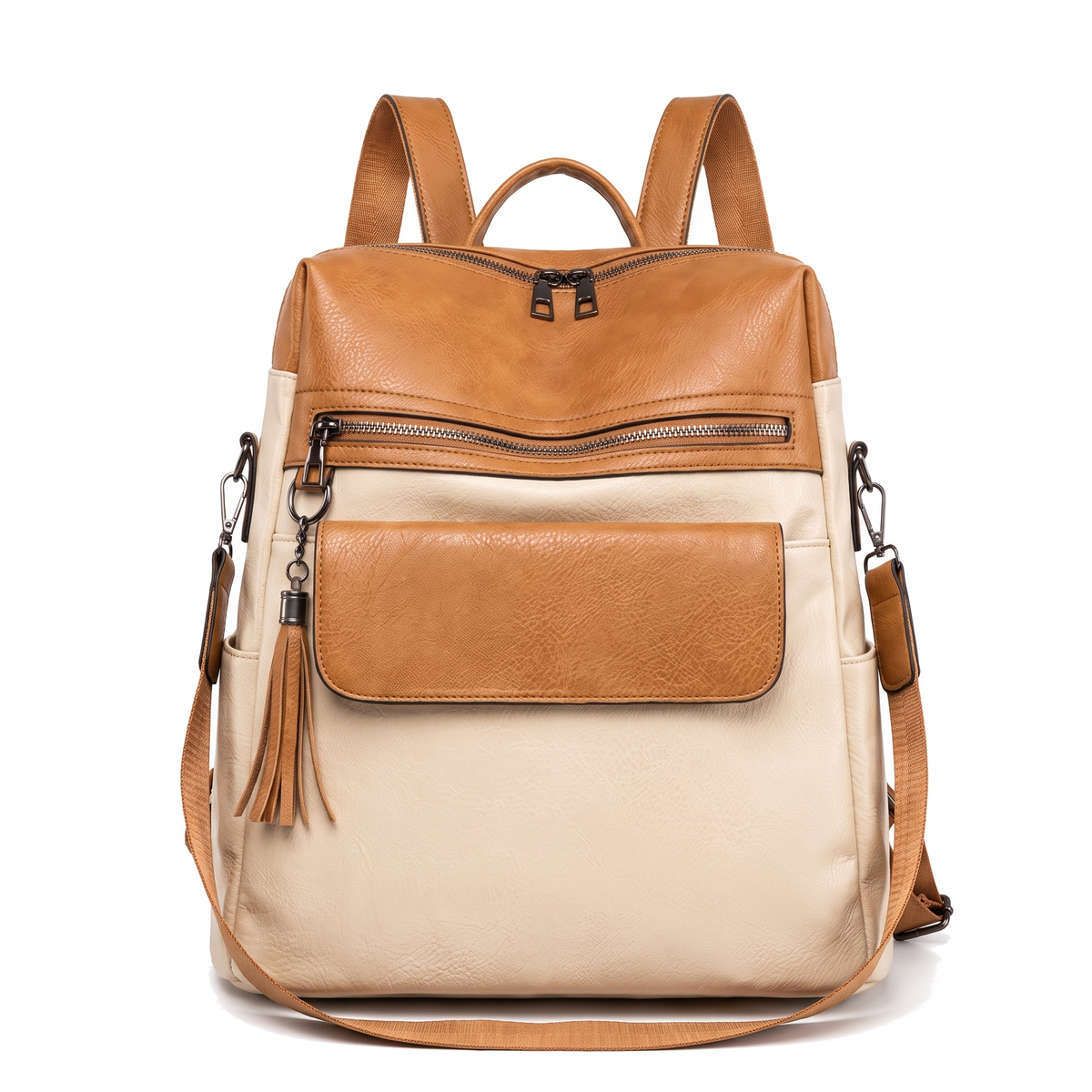 Faux Leather Square Backpack for Women, Black City Backpack Purse
