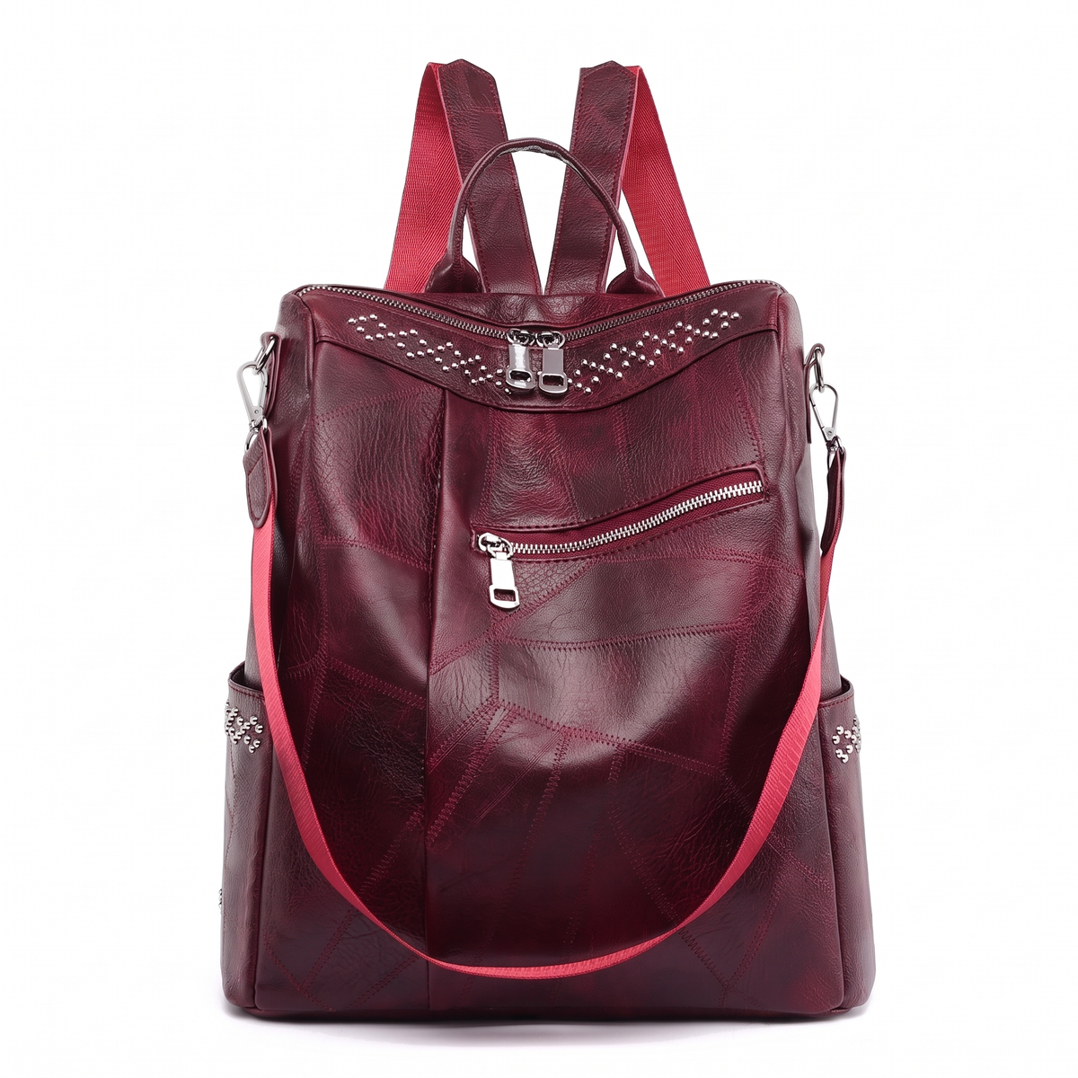 Faux Leather Studded Backpack for Women, Black Everyday Casual Backpack Purse