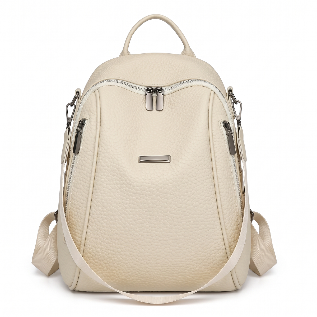 Pebbled Faux Leather Backpack for Women, Black City Backpack Purse