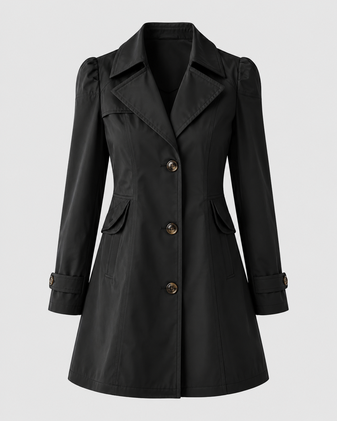 Women's Single Breasted Short Trench Coat – Notched Lapel