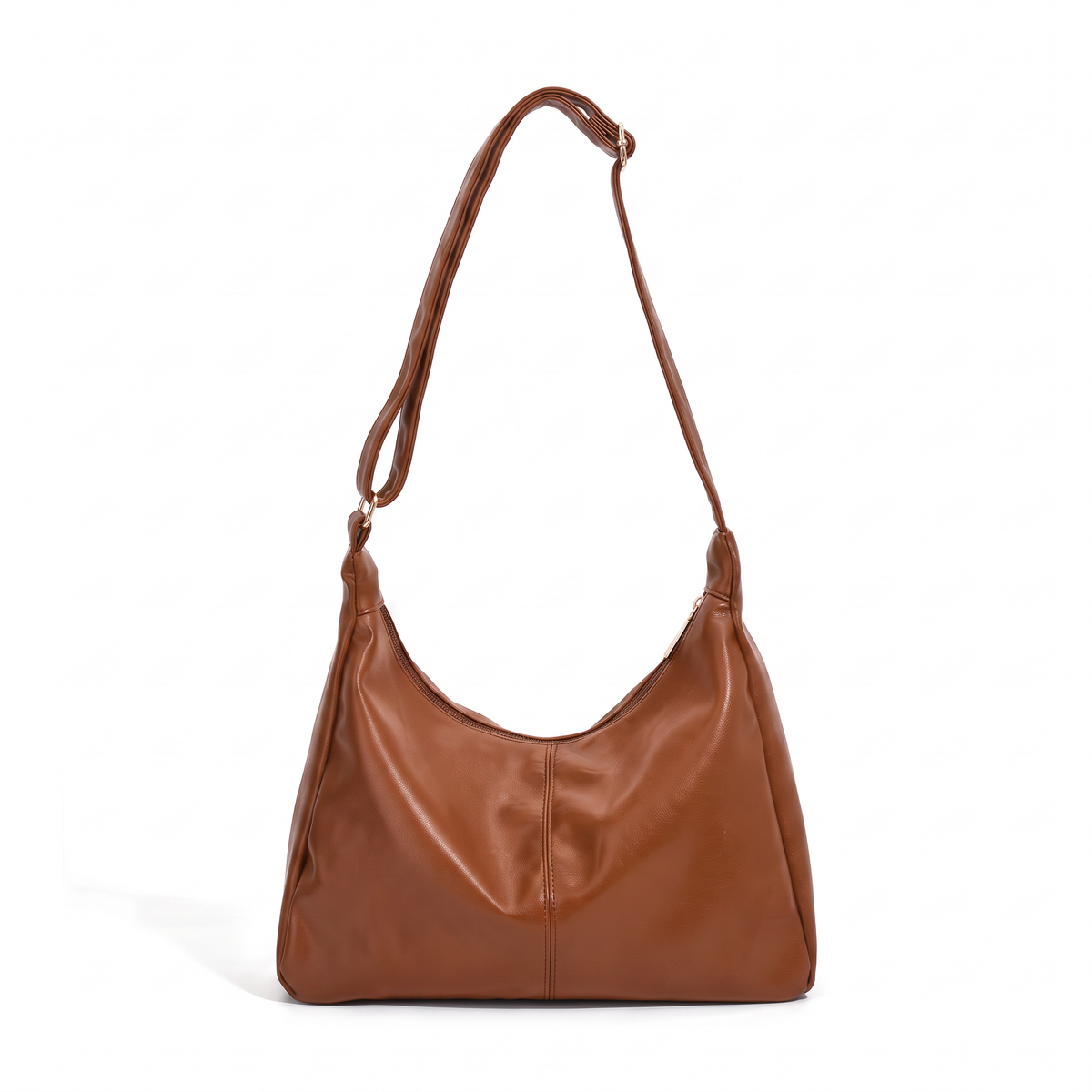 Slouchy Faux Leather Hobo Bag for Women, Black Everyday Casual Shoulder Bag