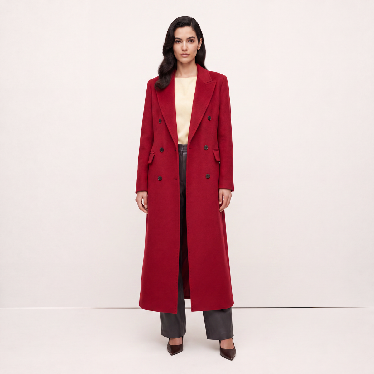 Statement Pure Cashmere Double-Breasted Coat - Scarlet