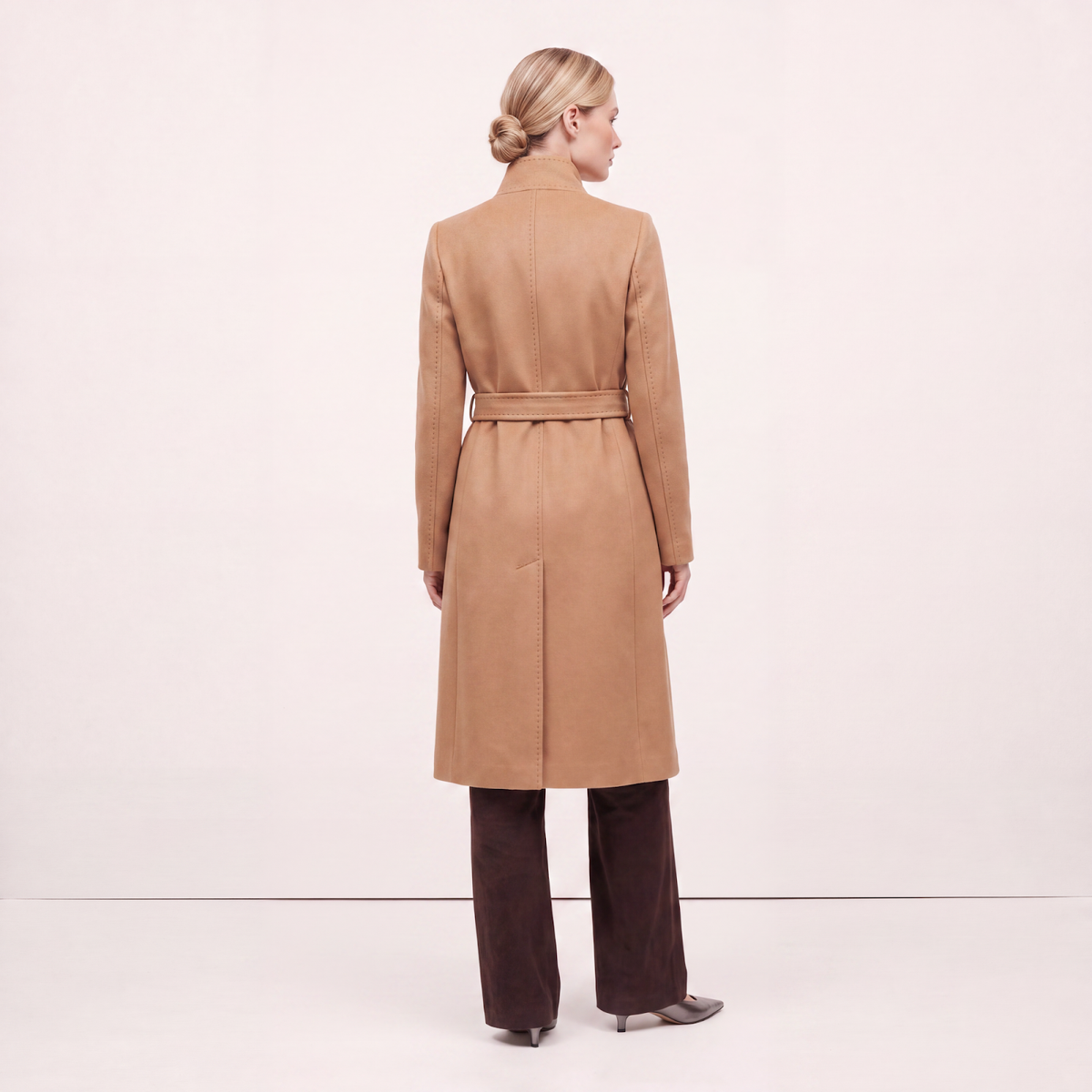 Elara 100% Pure Cashmere Wrap Maxi Coat - Camel