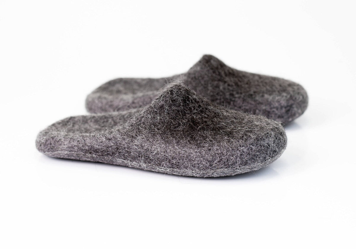 Men's Backless Felted Wool Slippers with Alpaca