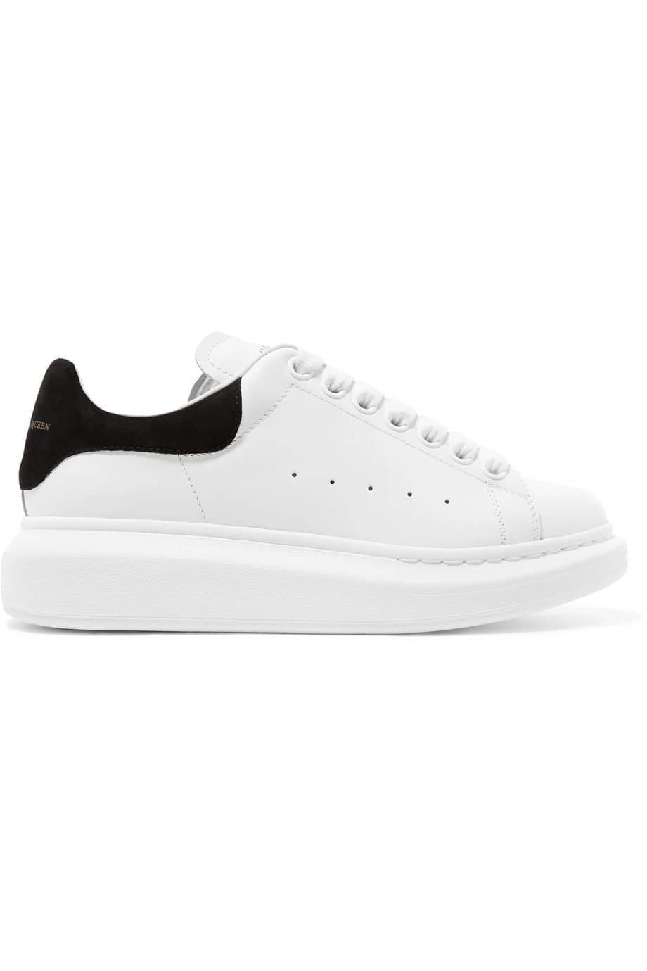 Alexander McQueen Oversized Low-Top Suede Sneakers - White/Black