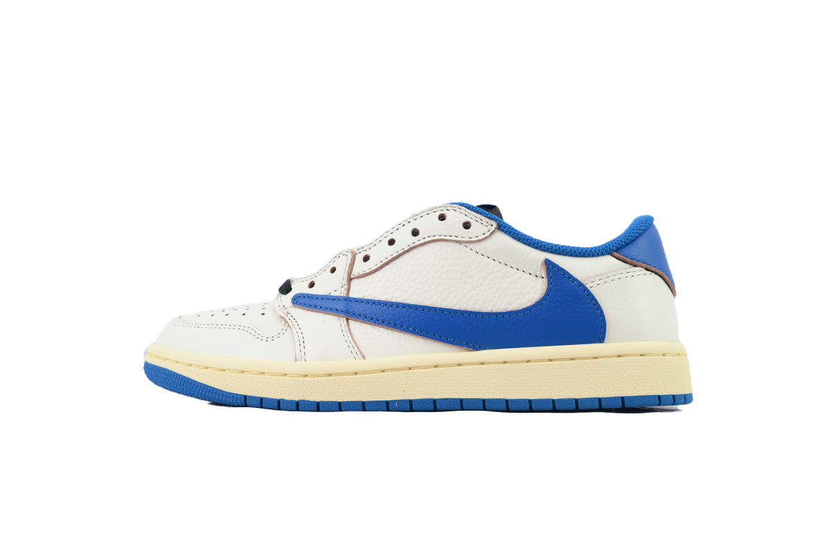 Fragment Design x Travis Scott x Air Jordan 1 Retro Low OG SP 'Sail Military Blue' Sneakers