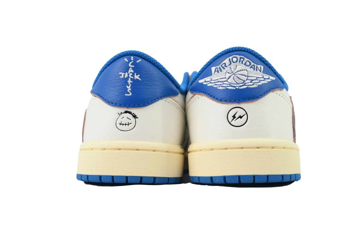 Fragment Design x Travis Scott x Air Jordan 1 Retro Low OG SP 'Sail Military Blue' Sneakers