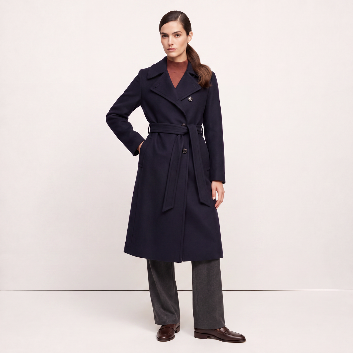 Marylebone Double-Breasted Wool-Cashmere Coat - Navy