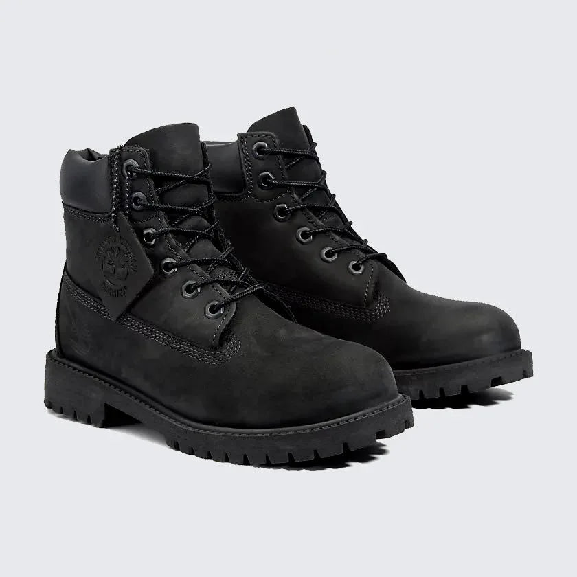 Timberland 6 Inch Premium Juniors' Black Leather Boots 12907 - Waterproof & Insulated