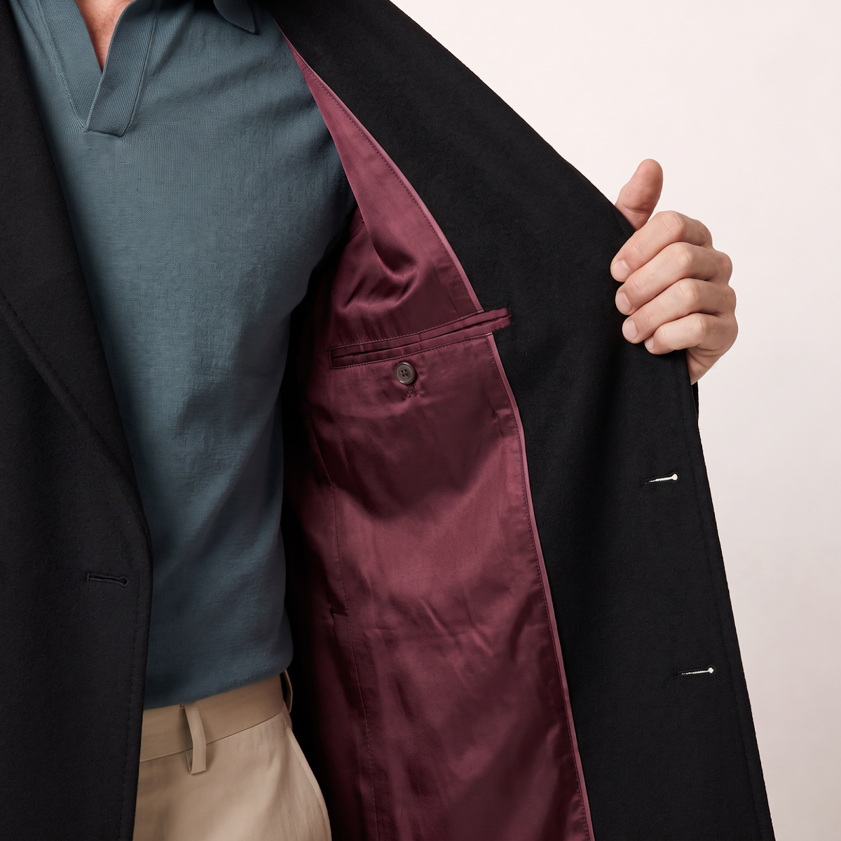 Savile 100% Italian Cashmere Belted Coat - Black