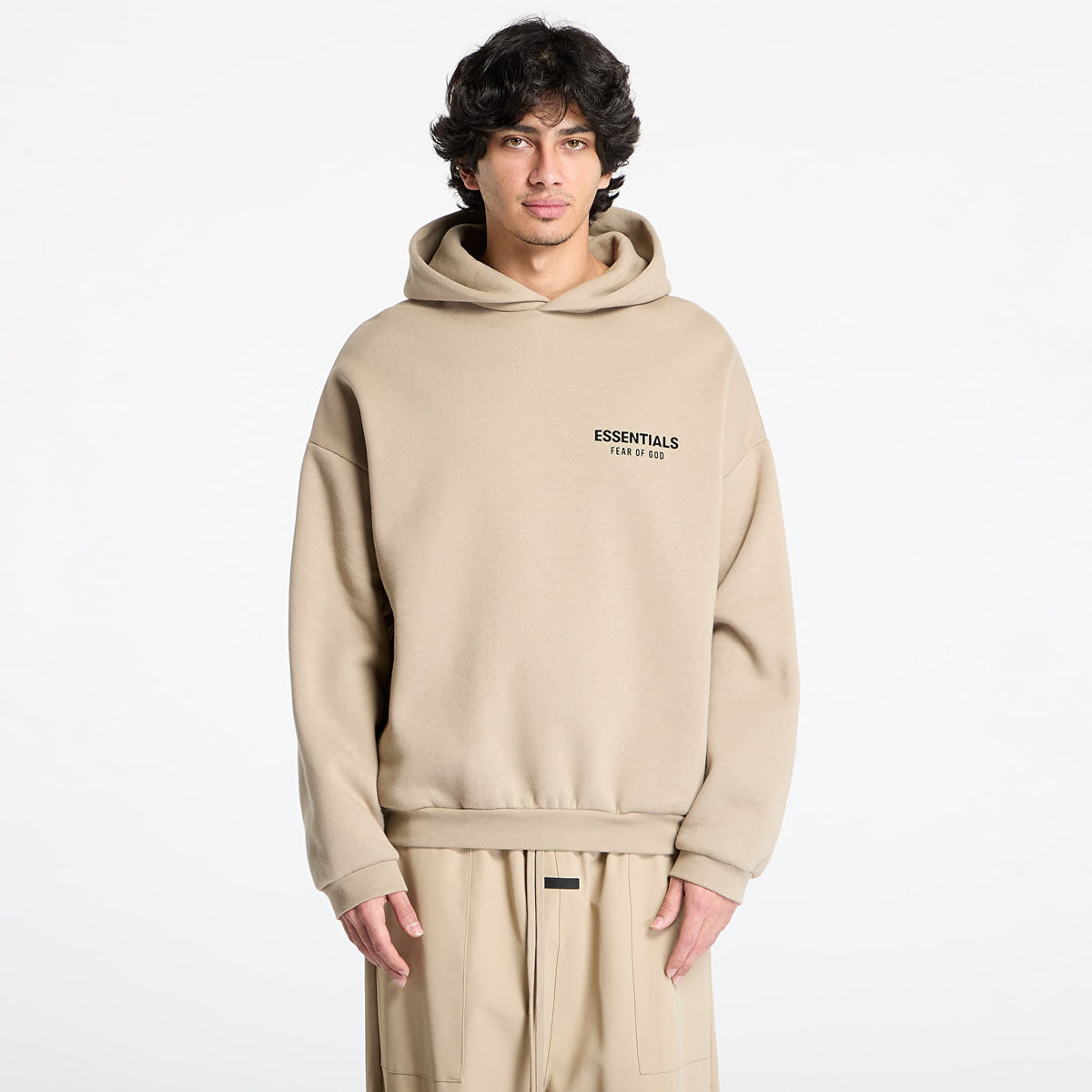 Fear of God Essentials Logo Over the Head Hoodie SS25 - Desert Sand