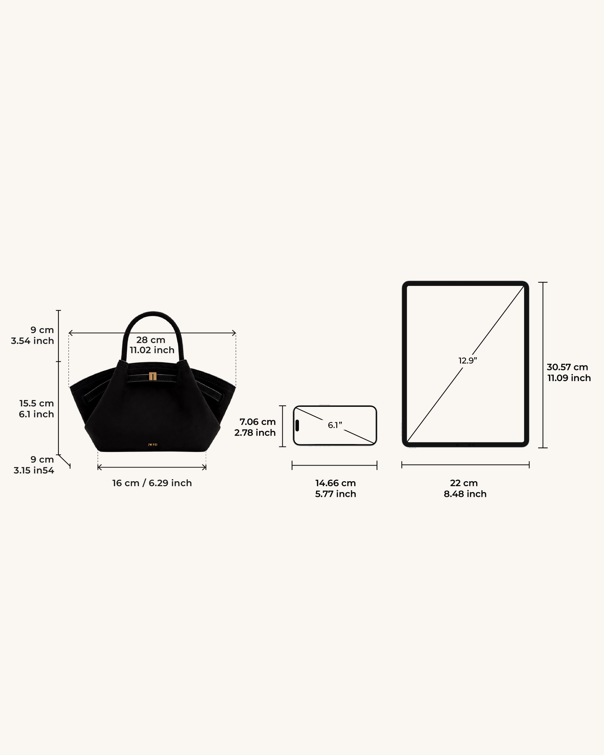 Optew Hana Mini Faux Suede Tote Bag - Black