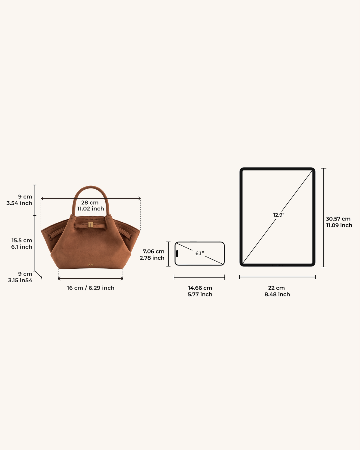 Optew Hana Mini Faux Suede Tote Bag - Brown