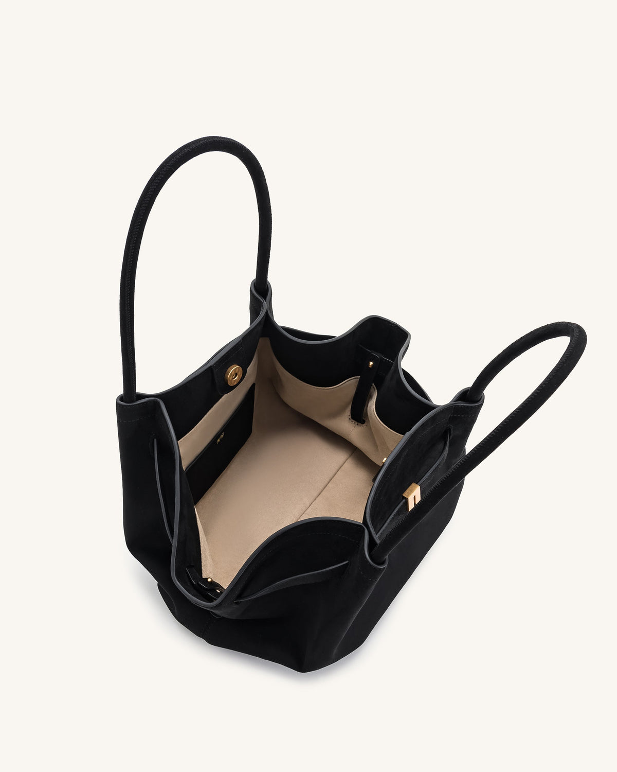 Optew Hana Medium Faux Suede Tote Bag - Black